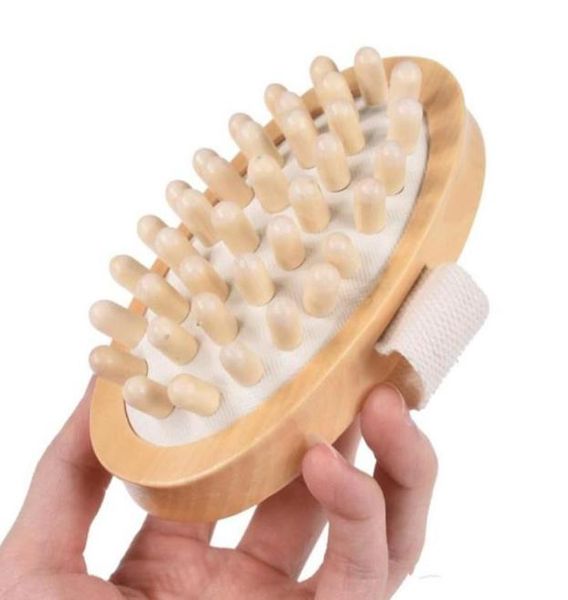 

new wooden handled natural wooden massager body brush cellulite reduction massage brush exfoliate clean brush4914542