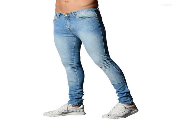 

puimentiua men jeans spring casual pencil pant high stretch straight skinny black streetwear jean male trousers bottom6752304, Blue