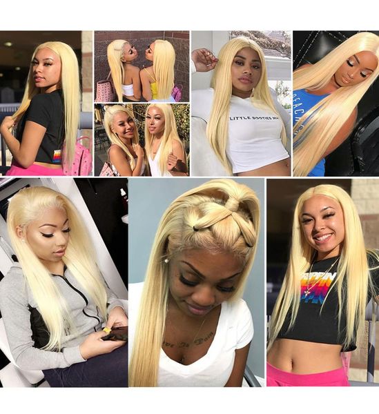 

613 blonde virgin human hair lace front wigs honey blond straight lace front wigs for women5575391, Black
