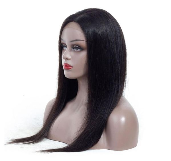 

brazilian virgin straight human hair wigs pre plucked 4 by 4 lace closure wigs for blaclk women 250 density 1024 inch middle par5205980, Black;brown