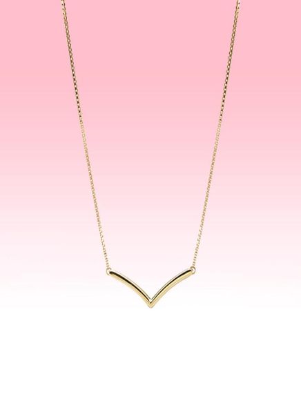 

yellow gold plated polished wishbone necklace women wedding gift for p sterling silver chain necklaces with original box8527261