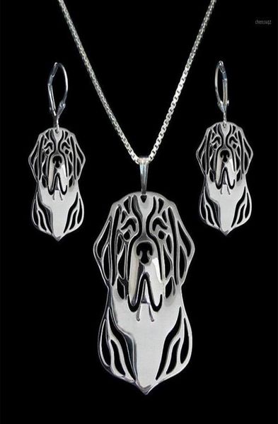 

earrings necklace women st bernard jewelry set lovers pet dog8460743, Silver