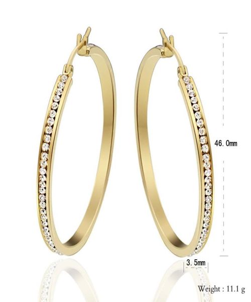 

titanium steel crystal diamante gold earrings fashion joyas big earring for women jewelry4281182, Golden;silver