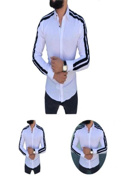 

men039s casual shirts breathable classic side striped slim office shirt shrink resistant men exquiste craftsmanship male clothi1232381217, White;black