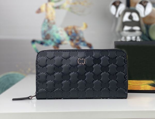 

luxurys designer wallets mens ophidia long cion purses embossed double letter mark card holders high-quality fashion zipper clutch male jack, Red;black
