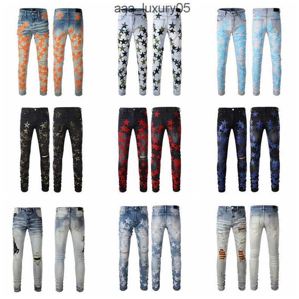 

2024 fw 23ss luxury brand designer men denim jeans embroidery pants fashion holes trousers mens clothing us size 28-40 dsquare d2 dsqs dsq2s, Blue