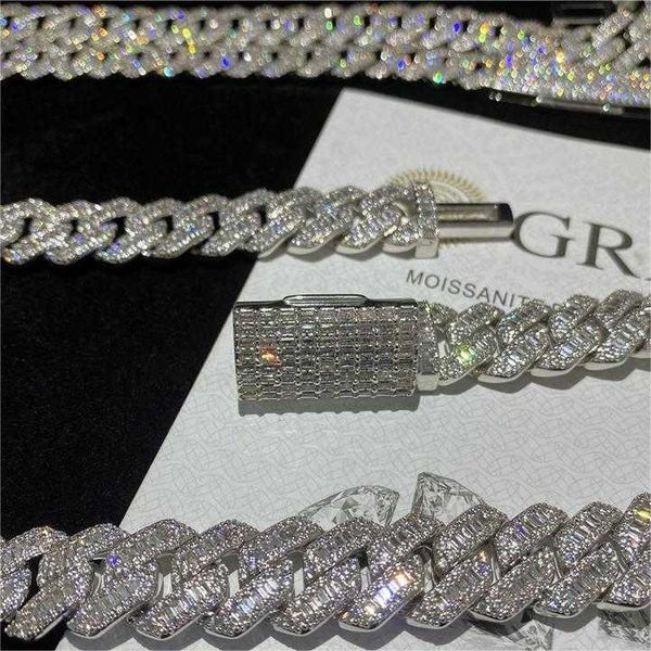 

925 sterling silver cuban link chain moissanite jewelry 14mm hip hop choker necklace