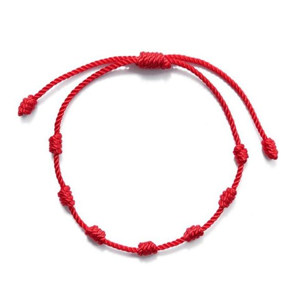 

7 knots red string bracelet protection good luck amulet for success prosperity handmade rope bracelets lucky charm bangles gift1739791, Golden;silver