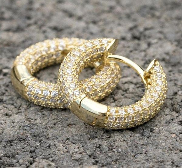 

men women blingbling earrings gold silver color full cz diamond earrings hoop punk rock hip hop jewelry9817217, Golden;silver