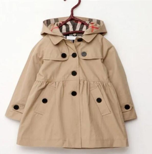 

new childrens clothing spring autumn girl princess coat solid color medium-long single breasted trench kids girls baby outerwear, Camo