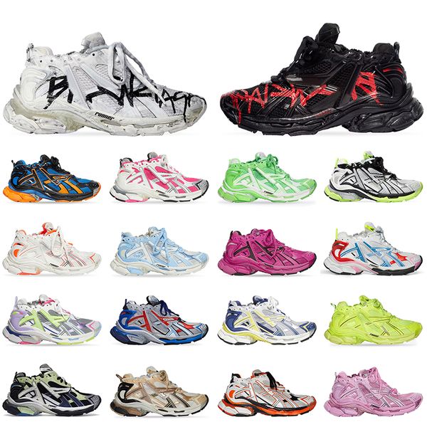 

luxury brand balenciga paris designer runner 7.0 women men thick soled sports casual shoes track runners black white pink burgundy graffiti