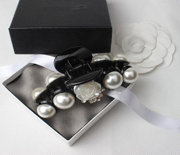 

fashion cute pearl camellia claw clip hair pin for women girl crystal princess clip party horsetail accessories gift 2pcslot8814347081959, Golden;silver