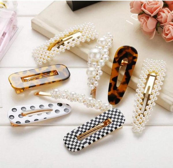 

pearl hair clips resin hairpins pearl hair barrettesgold acrylic leopard marble geometric hairpin tortoise hair clips for women 6022505, Golden;silver