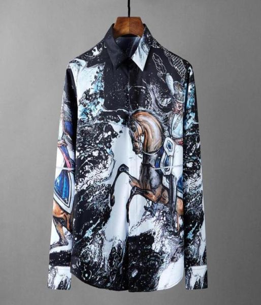 

royal allover printing long sleeve mens fashion casual shirt men plus size 4xl slim fit man shirts6085357, White;black