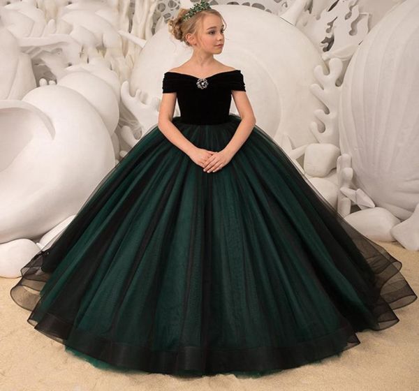 

lovely blush green long flower girl dresses for wedding sparkly sequin crystals ruffles tulle bow 2021custom made girls pageant dr9655637, White;blue