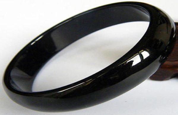 

wonderful natural agate black jade bracelet big size 58 mm with box1194491