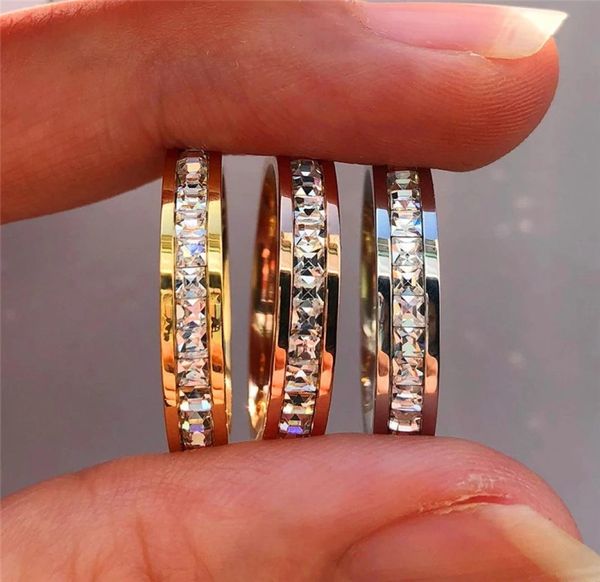 

crystal cz stone ring stainless steel women wedding rings fashion8446823, Silver