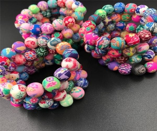 

new 12mm polymer clay round bead 20pcs fashion women polymer clay bracelets bohemian beaded bracelets women bracelets jewelry c087690302, Black