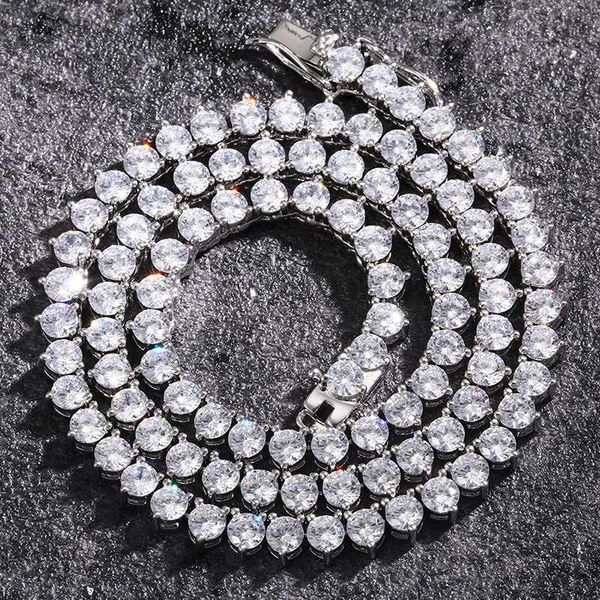 

pushi solid gold tennis moissanite 9k manufacturer men hip hop male bracelet moissanite tennis chain custom 10k 3 prong necklace, Silver