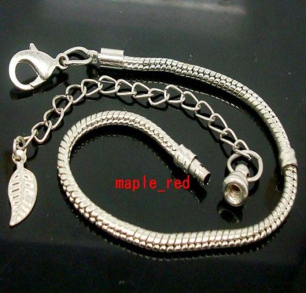 

wholesale in bulk low price 10pcs/lot copper white-k plate lobster screw chain extend chain bracelets fit european charms 16cm to 23cm929823, Black