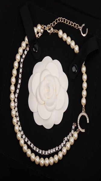 

luxury quality charm double layers charm pendant necklace with diamond and nature shell beads have box stamp ps7160a9963660, Golden