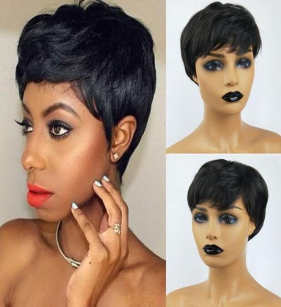 

human hair lace wigs fluffy natural short curls fashion brazilian tousle 150 density company s8512516, Black