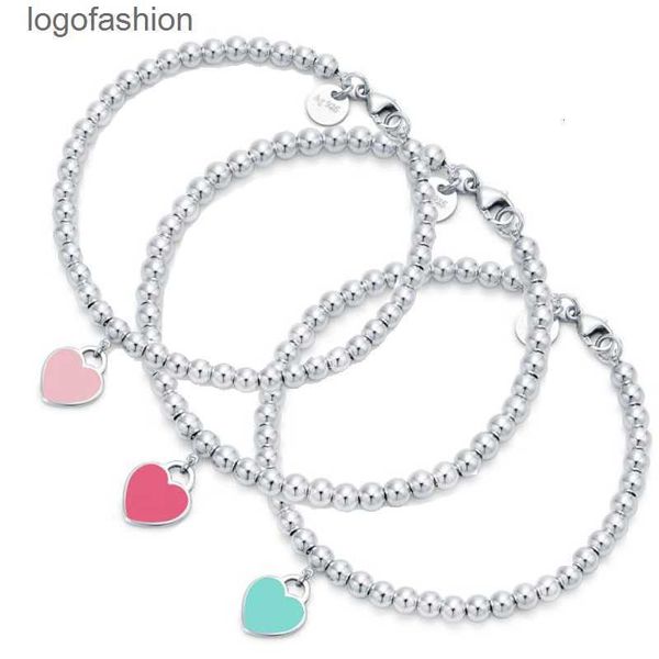 

beaded charm bracelets for women 925 sterling silver red pink blue green heart charms luxury designer jewelry lady gift with original bag, Golden;silver