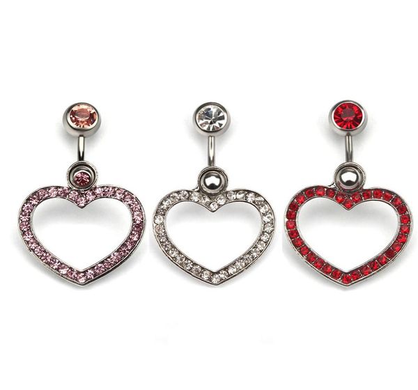

d0003 heart belly navel ring mix colors0123456789103977254, Silver