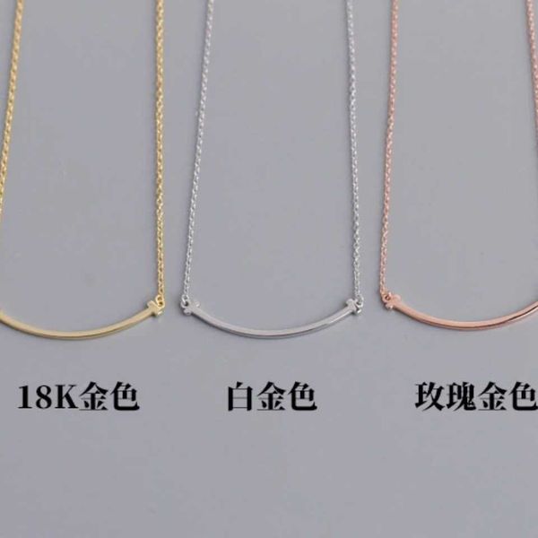 

smile necklace s925 sterling silver female ins colorless simple versatile rose gold anti allergy lover gift