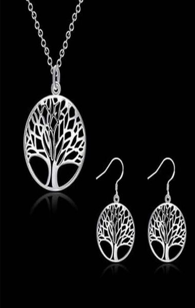 

whole 925 silver plated living tree of life pendant necklace fit 18inch o chain or earrings bracelet ring for women girl jewer6941521, Black
