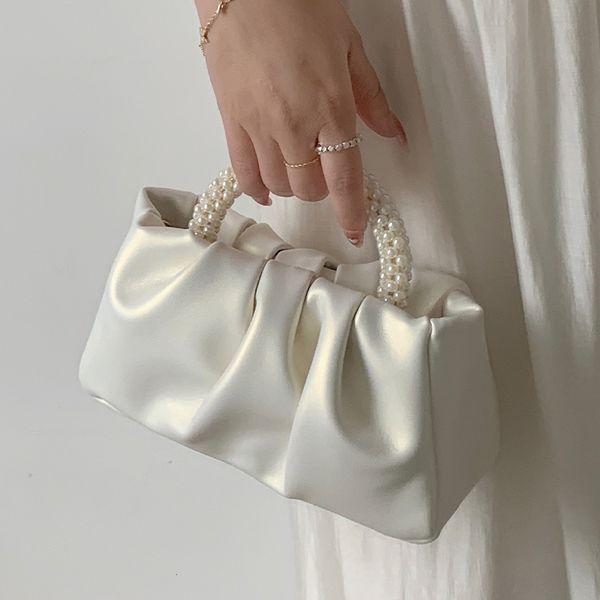 

evening bag shoulder bags elegant pearl handle handbags mini mobile phone pouch pu leather ladies party crossbody purse 230713