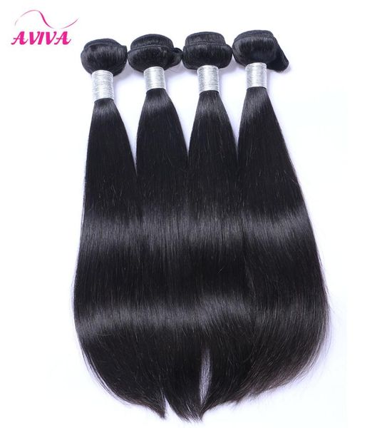 

malaysian virgin hair straight hair weaves bundles 34 pcs lot unprocessed malaysian silky straight remy human hair extensions nat7151094, Black