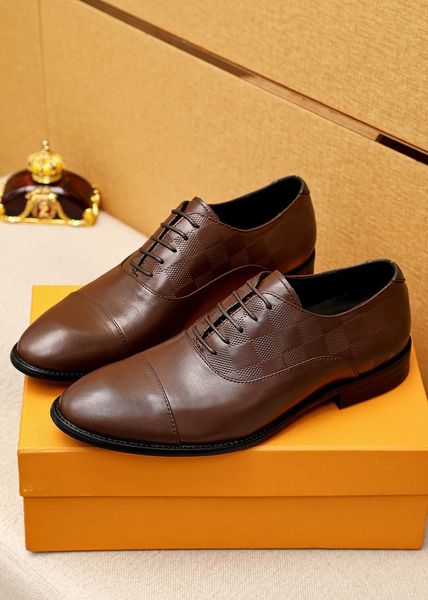 

2023 men dress shoes genuine leather lace up wedding office party designer flats male brand moccasins formal oxford shoes size 38-46, Black
