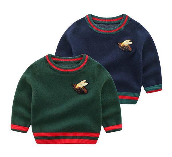 

kids warm sweater design baby girls boys embroidered bee knitting pullover jumper christmas wool blends sweaters children 024m bo5291897, Blue