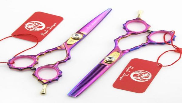 

purple dragon hairdressing cut scissors 55 inch gem screw cutting or thinning simple packing 1pcslot new6444883