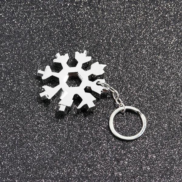 

18 in 1 snowflake multi pocket tool keychain spanner hex wrench multifunction screwdriver multipurpose camp survive outdoor hike6625700, Slivery;golden