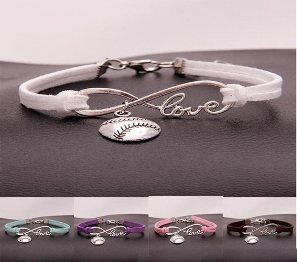

fashion softball baseball charm bracelets for women mens ball sports lover love infinity velvet wrap bangle diy jewelry in bulk6077926, Golden;silver