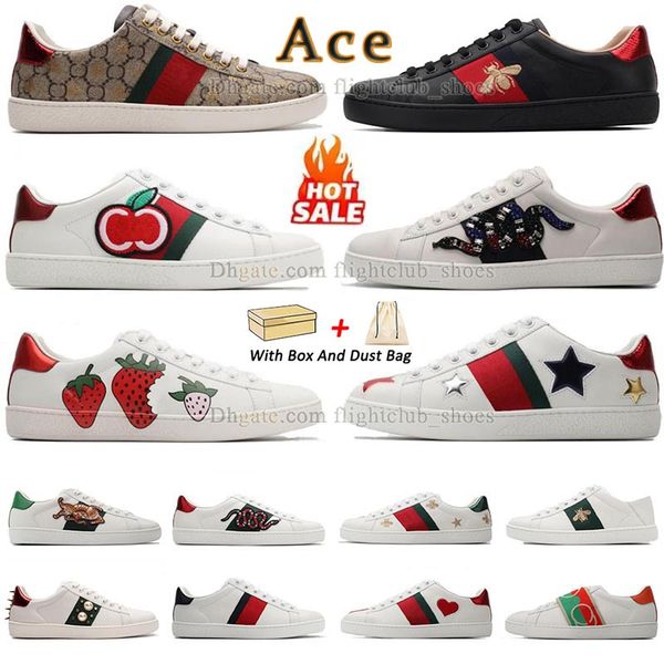 

2023 designer shoes mens womens cartoons casual shoe italy bee sneakers ace genuine leather tiger snake embroidery tiger stripes classic men, Black