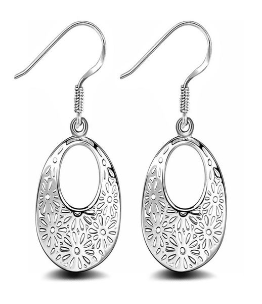 

omhxzj whole personality dangle chandelier fashion woman girl party wedding silver hollowed engraved oval 925 sterling silve7824279