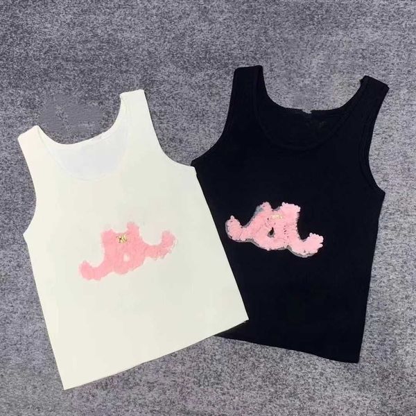 

luxury designer vest women short sleeve tshirt embroidery knit shirt casual sweater round neck pullover sweatshirt tank top, White