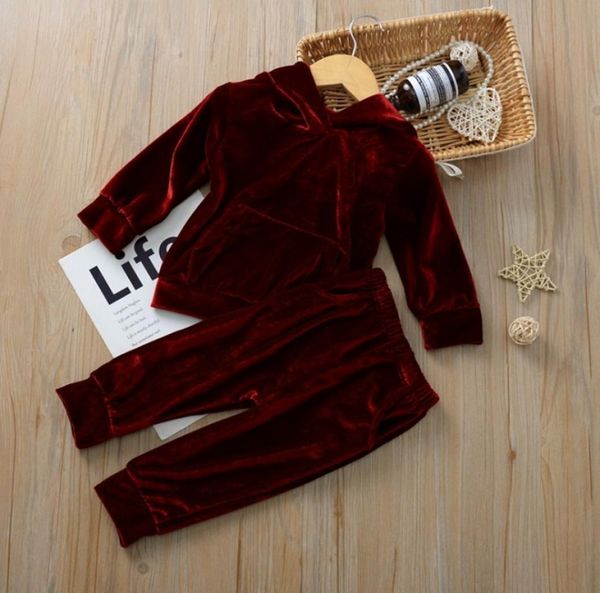 

baby girl clothes gold velvet toddler girls hoodie pants 2pcs sets rabbit ear children outfits winter baby clothing dw43981251873, White