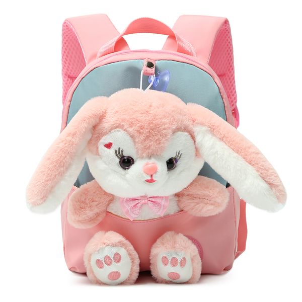 

backpacks plush children schoolbag cute bow tie rabbit backpack for boys girls kids cartoon school bags kindergarten preschool baby bag 2307
