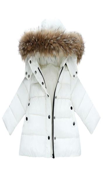 

children girls boys russia winter real fur thickened down parkas hooded coat jacket overcoat 110y baby kids clothing outerwear y26568601, Blue;gray