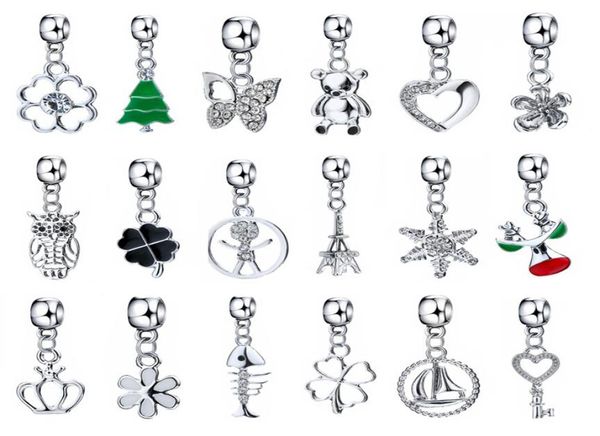 

mixed flower/crown/wing pendant charm silver european charms bead fit pandora bracelets chain fashion diy jewelry1561812, Black