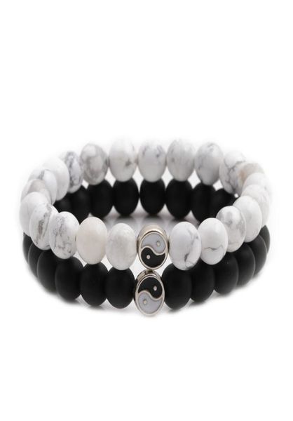 

yin yang couples bracelet men039s womens taichi yin yang matching beads strap cuff bracelet pendant for men women christmas val1488306, Black