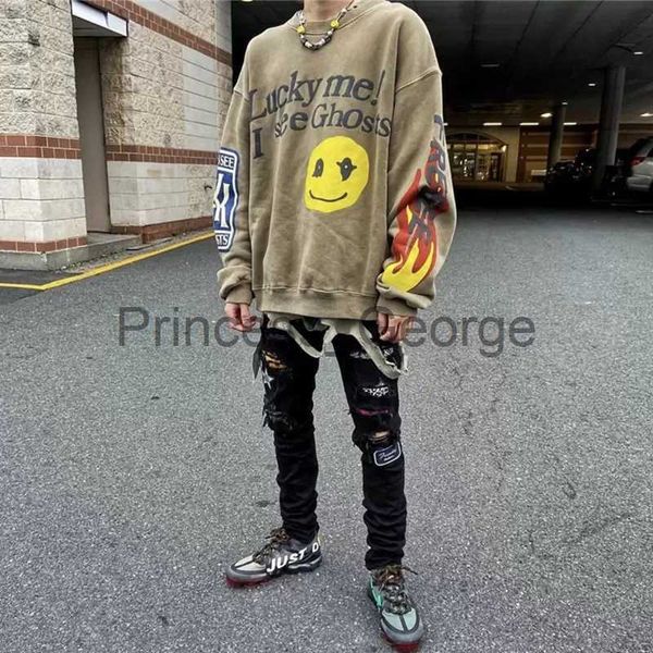 

men's hoodies sweatshirts mens hoodies lucky me i see ghosts letter grimace print hoodie men women autumn winter cotton sweatshirts tou, Black