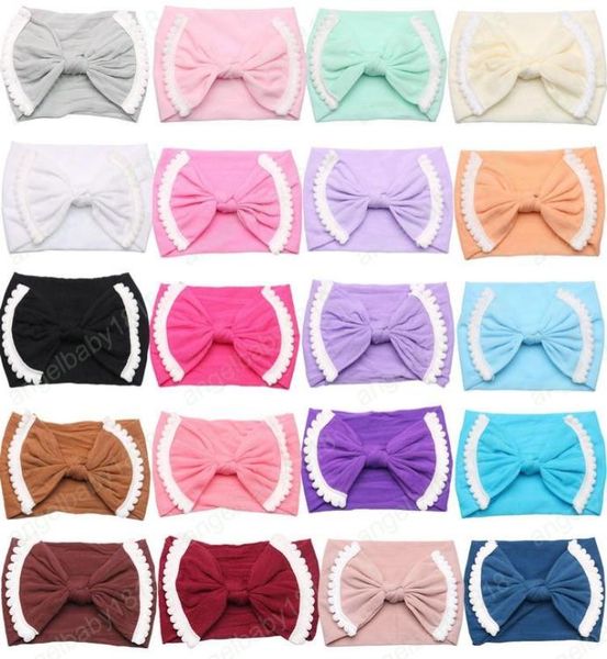 

colors baby girl lace nylon headband fashion elasticity soft candy color bohemia bow infant hair accessories amazon s6488092, Slivery;white