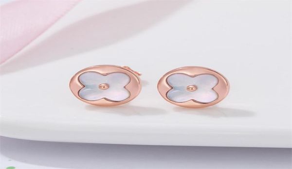 

shell round fourleaf clover earrings korean version of ins style fashion fritillary 2106246581011, Golden;silver