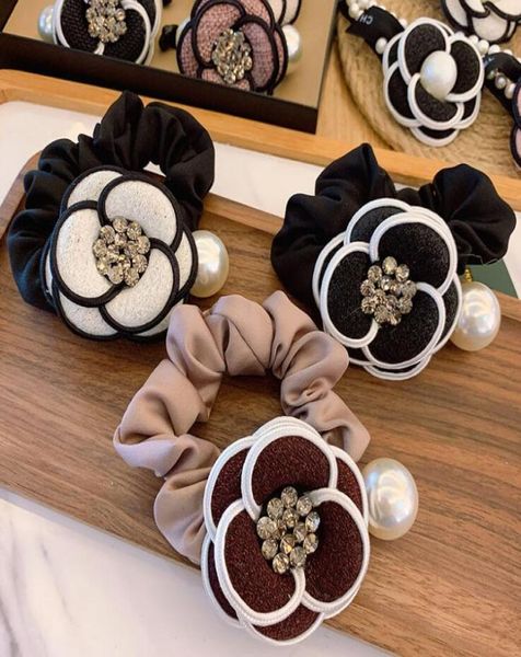 

small incense wind fabric flower large intestine hair circle korean same paragraph lady with ponytail cloth circle simple te4376853, Pink