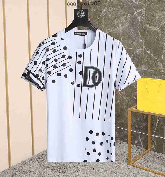 

mens designer t shirt italian milan fashion polka dot with striped print tshirt summer black white tshirt hip hop streetwear 100 cotto dsqua, White;black